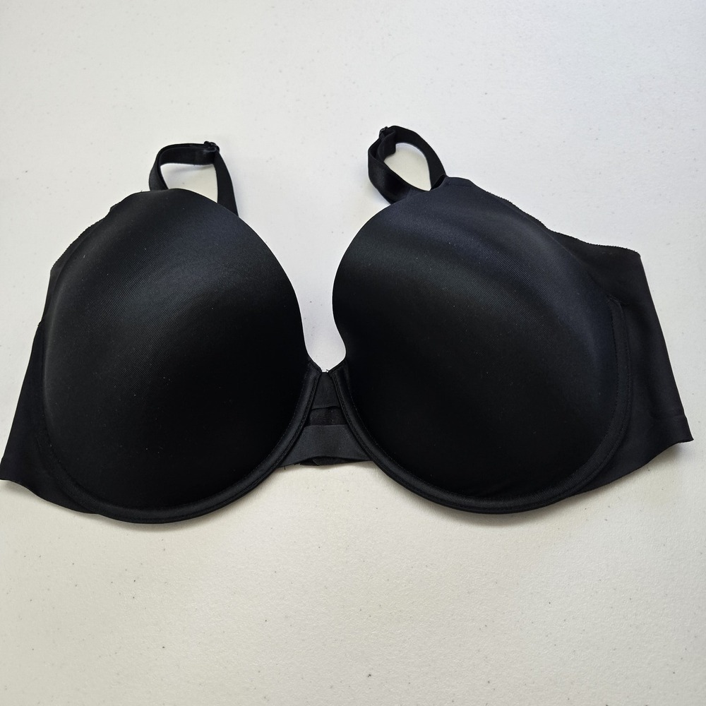 Warner's Women Bra 38DD Black T‎ Shirt Underwired Adjustable Straps